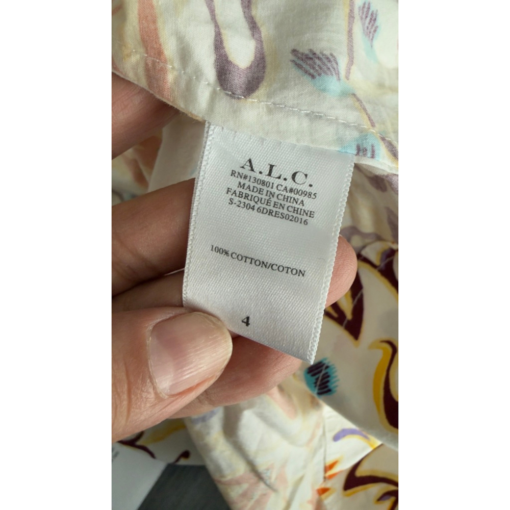 Women's A.L.C. Mia dress White Orange Floral Mini Dress Size 4 - Picture 10 of 11